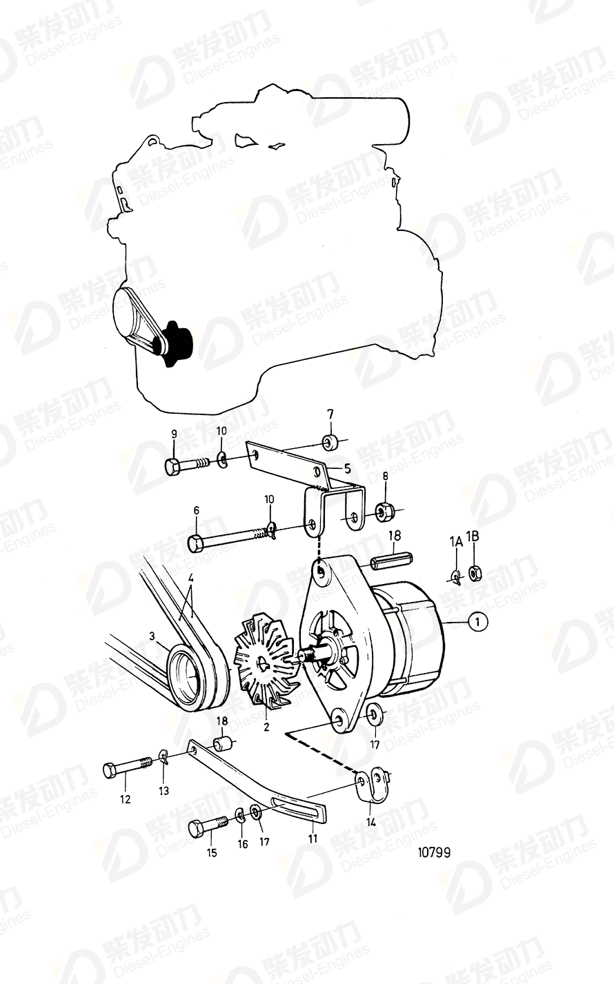 volvo penta V-belt 966642 Drawing volvo penta V-belt 966642 Drawing